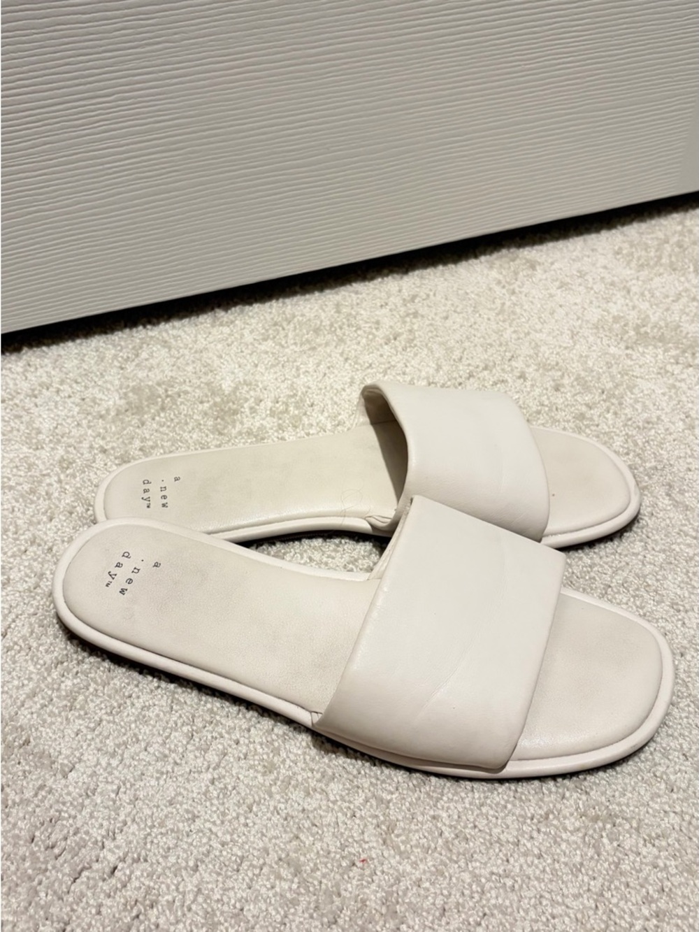 A New Day Neutral White Slide Sandals for Women